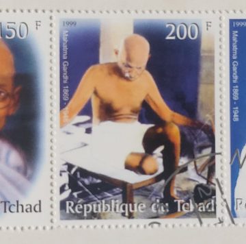 Mahatma Gandhi Republique du Tchad Strip of 5 (Used stamps)