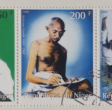 Mahatma Gandhi Republique du Niger Strip of 5 (Used stamps)