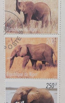 Elephant Republique du Niger strip of 5 (Used stamps)