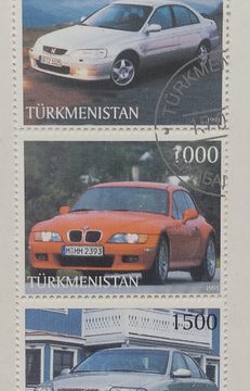 Car Turkmenistan strip of 5 (Used stamps)