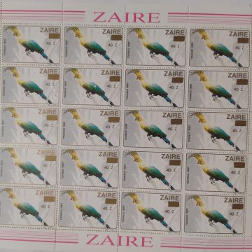 Zaire Touraco Vert - FULL SHEET 20 STAMPS