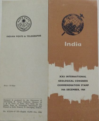 14 Dec. 64 22nd International Geological Congress, New Delhi. Event, Geology, Globe, Hammer (BR)