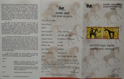 India-Mongolia :Joint Issue.(Arts And Crafts) (Set of 2) (BR)