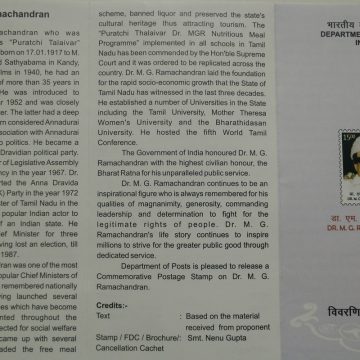 Birth Centenary of Dr. M.G. Ramchandran (BR)