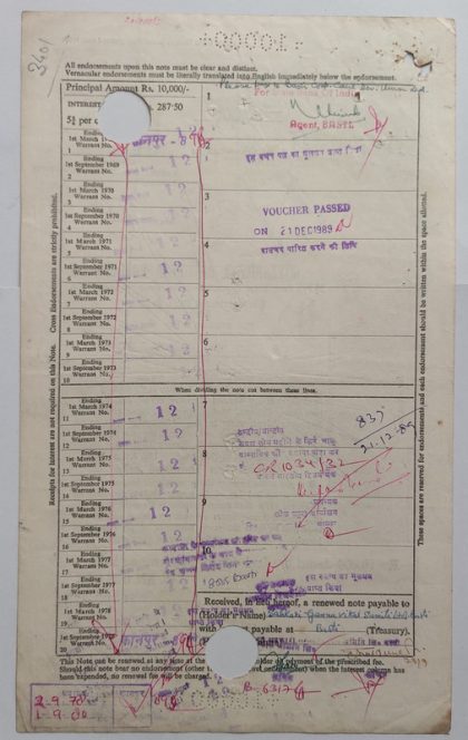 Indian Promissory Note Value 10000 rupee watermark "G.O.I" - 4 - Image 2