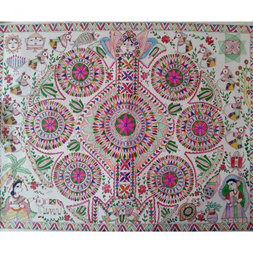 MADHUBANI PAINTING "KOHBAR" Made on-Thick paper - 2 Dimension-(28*22) inch