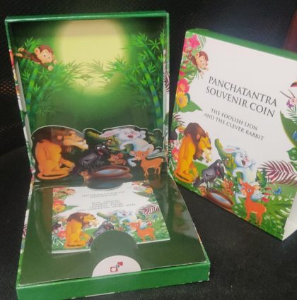 Panchatantra Coloured Souvenir Coin Proof Set: The Foolish Lion and The Clever Rabbit (PROOF SET) - Image 3