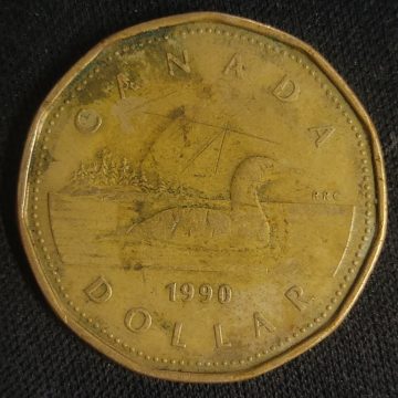 1 DOLLAR CANADA 1990 Elizabeth II D.G Regina (used)