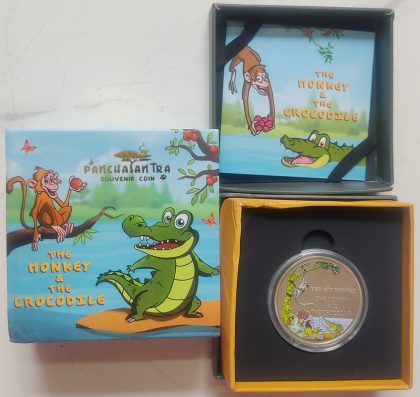 Panchatantra Coloured Souvenir Coin Proof Set: The The Monkey & The Crocodile(PROOF SET)