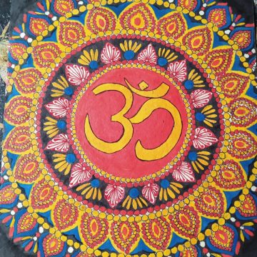 MADHUBANI PAINTING Om Dimension-(15*11) inch Made on-thick paper