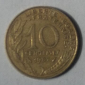 10 Centimes 1987 Liberte Egalite Fraternite (used)