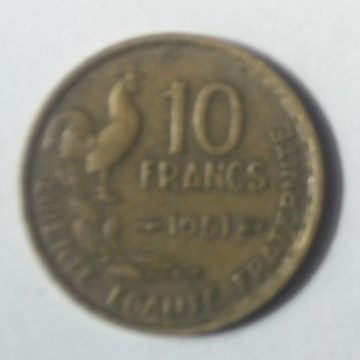 10 Francs 1951 Liberte Egalite Fraternite (used)