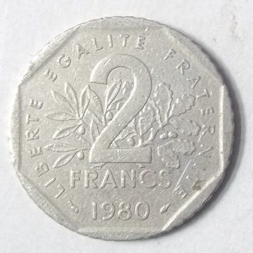 2 Franc 1980 Liberte Egalite Fraternite(used)