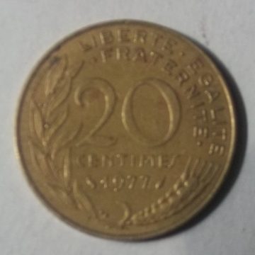 20 Centimes 1977 Liberte Egalite Fraternite (used)