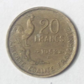 20 Francs 1952 Liberte Egalite Fraternite (used)