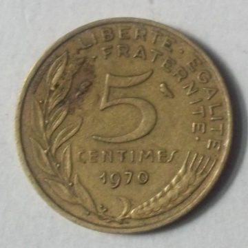 5 Centimes 1970 Liberte Egalite Fraternite (used)