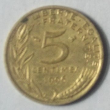 5 Centimes 1996 Liberte Egalite Fraternite (used)
