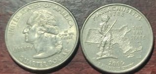 United States Quarter Dollar Massachusetts State 1 Coin (# 6/50) Used