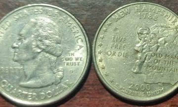 United States Quarter Dollar New Hampshire State 1 Coin (# 9/50) Used