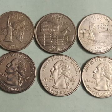 United States Quarter Dollars Set of  5 State Coins 2001 Used