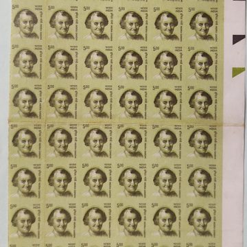 10th Series Indra Gandhi -Rs.5(Df) Imperf Error (Part Sheet of 60 Stamps) (Error stamps)