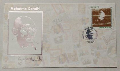Mahatma Gandhi Bangladesh silver embossed catchet 2011(Foreign FDC)