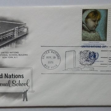 United nations International School fdc Double stamp (Foreign FDC)