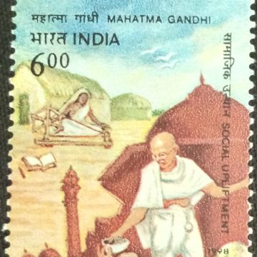 50st Death Anniv.of Mahatma Gandhi Social Upliftment_Cut Setenant