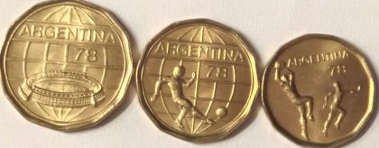 ARGENTINA 1978 Football series 3 coins 20-50-100 pesos (Unc) - Image 2