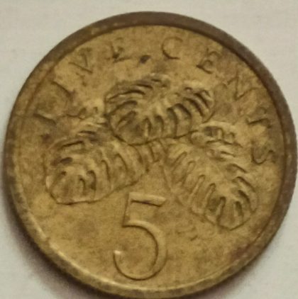5 Cents 1986 Majulah Singapora/ Singapore (used) - Image 2