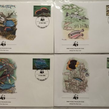 World Wide Fund For Nature Grenada Flame Back Cherub Fish 1984 Set of 4 (Foreign FDC)