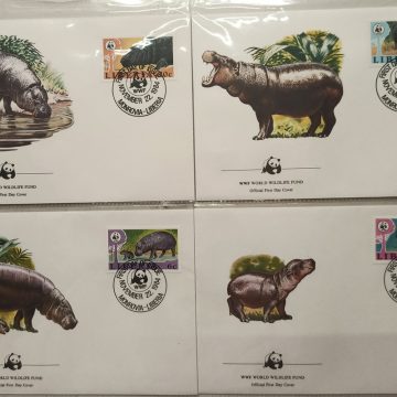 World Wide Fund For Nature Liberia Pygmy Hippopotamua 1984 Set of 4 (Foreign FDC)