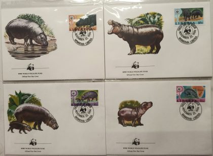 World Wide Fund For Nature Liberia Pygmy Hippopotamua 1984 Set of 4 (Foreign FDC)