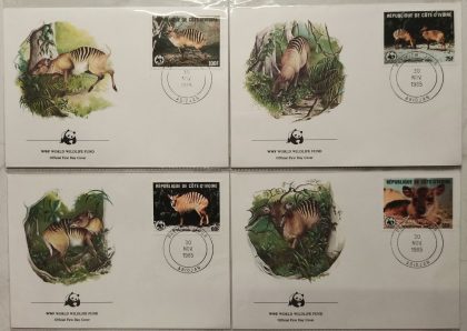 World Wide Fund For Nature Republique De Cote D'ivoire Ducker Zebra 1985 Set of 4 (Foreign FDC)