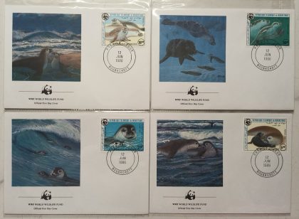 World Wide Fund For Nature Mauritanie Medi Terranean Monk Seal 1986 Set of 4 (Foreign FDC)
