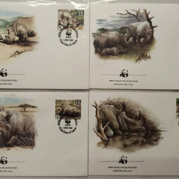 World Wide Fund For Nature Swaziland White Rhino 1987 Set of 4 (Foreign FDC)