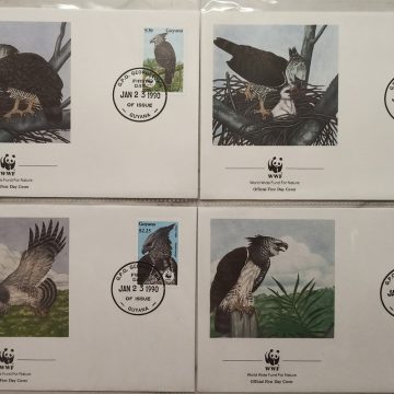 World Wide Fund For Nature Guyana Happy Eagle 1990 Set of 4 (Foreign FDC)