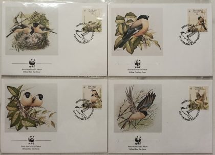 World Wide Fund For Nature Portugal Azores Bull Finch 1990 Set of 4 (Foreign FDC)