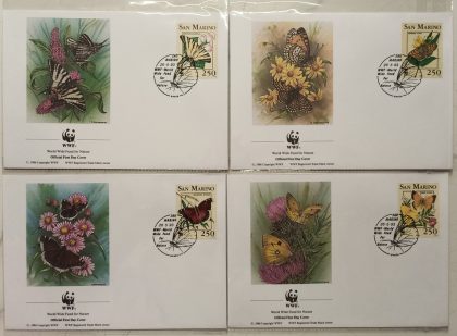World Wide Fund For Nature San Marino Butterflies 1993 Set of 4 (Foreign FDC)