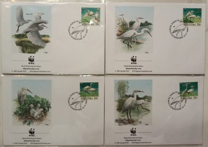 World Wide Fund For Nature Singapore Chinese Egrets 1993 Set of 4 (Foreign FDC)
