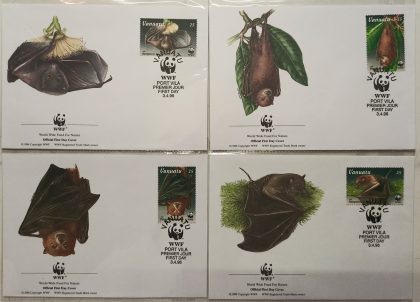 World Wide Fund For Nature Vanuatu Long Tailed Fruit Bat 1996 Set of 4 (Foreign FDC)