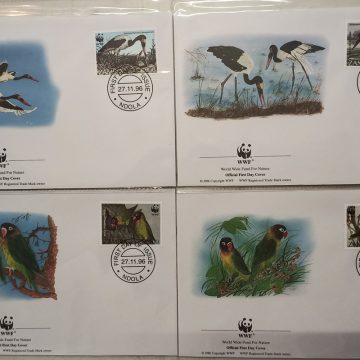 World Wide Fund For Nature Zambia Saddle Billed Stork 1996 Set of 4 (Foreign FDC)