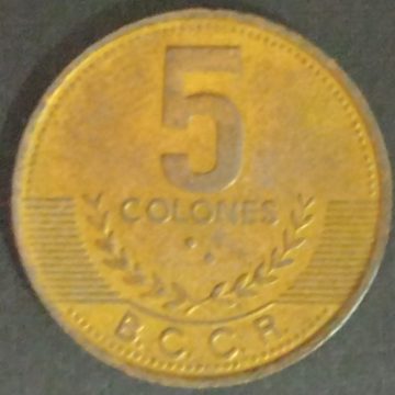COSTA RICA(Central america) 5 COLONES 2001 (used)
