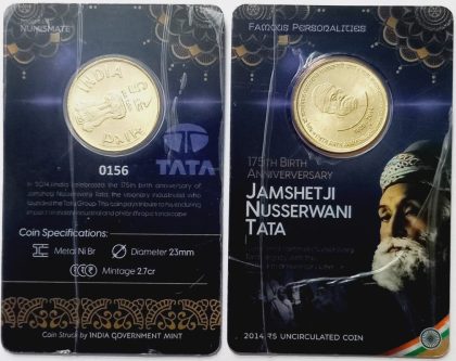 175th Birth Anniversary Jamsheeth Ji Nusserwanji Tata Rs. ATM card Rs.5