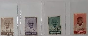 1st Anniv.of Independence Mahatma Gandhi Mourning issue set of 4 Stamps - Used Stamp