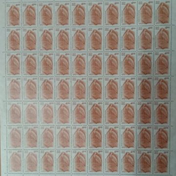 Definitive 9th Series Painted Stork  Rs.4 (Stamp Full Sheet) - 100 Stamp