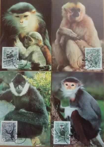 World Wide Fund For Nature  Viet Nam -Douc Monkeys Set of 4 (Maxim Card)