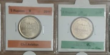 5 Rupee - 100 years of Civil Aviation- 4 NOS -   C/ B/ H/ N_UNC  Mint