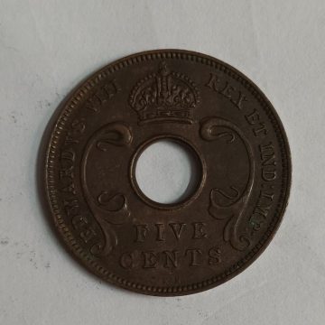 East Africa 5 Cent Edwardvs VIII 1936 (Used)
