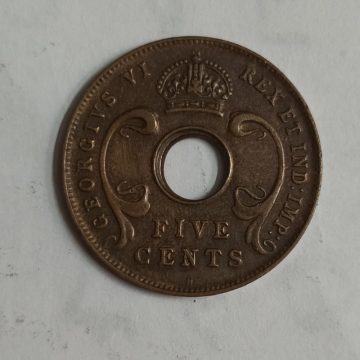East Africa 5 Cent George  VI 1937 (Used)